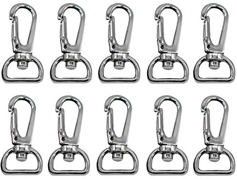 RETON 10 Stücke 13mm Schwenkverschlüsse Clips, Metall Schlüsselanhänger Clip Haken mit D Ring, Hummer Verschlüsse Swivel Trigger Snap Haken für Haustier Tag DIY Handwerk(Weißes Nickel)