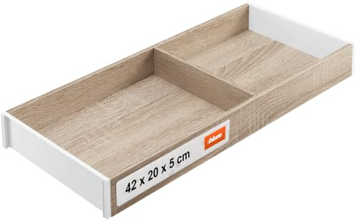 Blum AMBIA-LINE Schubladen-Organizer Holzdekor 42×20×5 cm | Bardolino Eiche | Antirutsch-Füße – sicherer Halt ohne Kleben | Besteckeinsatz & Trenner aus Holzdekor | Für Küche, Bad & Kleiderschrank