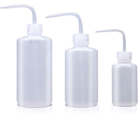 Waschflasche, 3er-Pack LDPE-Quetschflaschen, sicherer Kunststoff, niedrige Dichte, Polyethylen-Bewässerungsflasche mit schmaler Öffnung, für Chemie, Industrie, Labor und Gartenarbeit, 250 ml, 150 ml