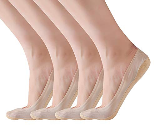 RIIQIICHY 4 Paar Damen Füsslinge 35–38 – Unsichtbare Füßlinge & Ballerina Socken mit Anti-Rutsch, Atmungsaktiv – Ideal für Slipper, Sneaker & Ballerinas