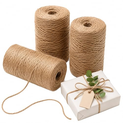 Quotidian Marrone Naturale 3 ply Jute Spago di Juta Rotoli 1/6 (0,4cm) 492 Piedi - Confezione Appendere Quadri Gardening