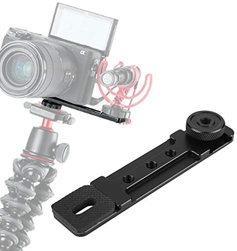Extensión de Zapata Caliente Soporte de Montaje Trípode Montaje Dual Barra de extensión de Flash con Orificios de Rosca de 1/4 para A6400 A6300 para M6 M50 Cámara sin Espejo
