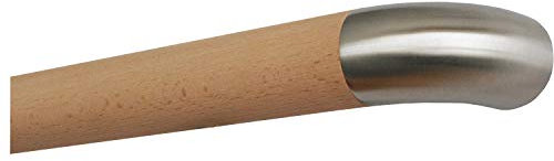 TIBU Buche unbehandelt Holz Handlauf Geländer 30-500 cm mit Edelstahl Endstück Wandhandlauf Wand Treppe, Länge: 2800 mm / 280 cm / 2,8 m Enden: Edelstahl Bogen