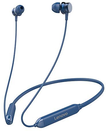 Lenovo Audio HE15 Wireless Earphones for Sports, 12 Hours Playtime, Bluetooth 5.0, Microphone, IPX5 Sweat and Water Resistant for Gym, Running, Yoga, Cycling, Blue