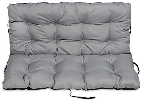 SuperKissen24. Sitzkissen Bankkissen Bankauflage für Gartenbank - 180x50 cm und Rückenlehne 180x60 cm - Outdoor und Indoor - grau