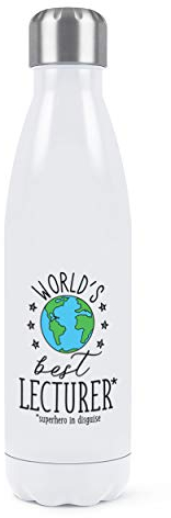 World's Mejor Profesor Doble Pared Agua Botella Aislado Acero Inoxidable SPORTS Bebidas 500ml Blanco