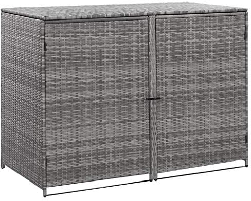 Lechnical Double Wheelie Bin Shed Store Outdoor Garden Dustbin Cover Storage Poly Rattan Waste Bin Hinder Dustbin Sheds Anthracite 148x77x111cm