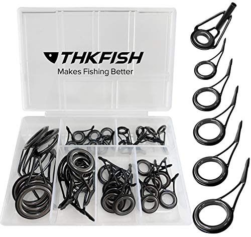 THKFISH Ruten Reparatur Kit Spinn Ruten Reparatur Keramik Edelstahl Carbon Spinnrutenführungen Angeln Ruten Reparatur Kit 35stück