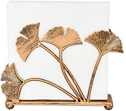 OwlGift Moderner Ginkgo Blätter Design Serviettenhalter für Tische, Metall Papier Servietten Aufbewahrung für Küche, stilvoller Papierhandtuchspender, Dokumentenmappe Organizer,Bronze