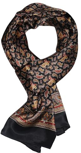 UK_Stone 100% Seide Paisley Blumen Halstuch Herren Schal (Paisley # 4 Schwarz)