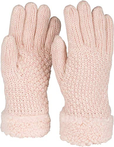 styleBREAKER Damen warme Winter Handschuhe mit Perlmuster und Fleece, Thermo Strickhandschuhe, Fingerhandschuhe 09010032, Farbe:Altrose