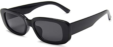 JFAN Occhiali Da Sole Rettangolari Donna Uomo Vintage Cornice Quadrata Protezione UV400 Occhiali moda stretti Nero