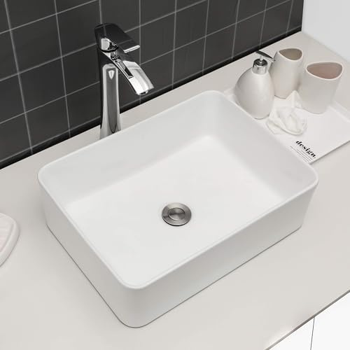 GHOMEG Lavabo de cerámica para baño, color blanco