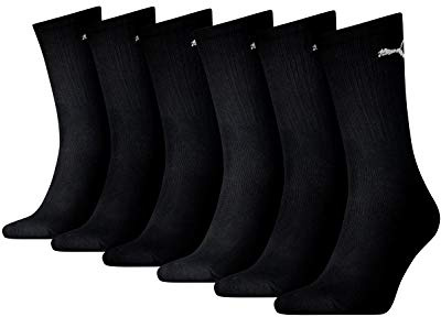 PUMA unisex Sportsocken Tennissocken Freizeitsocken Sport Crew 7312 6 Paar, Farbe:Schwarz, Menge:6 Paar (2x 3er Pack), Größe:47-49, Artikel:-200 black