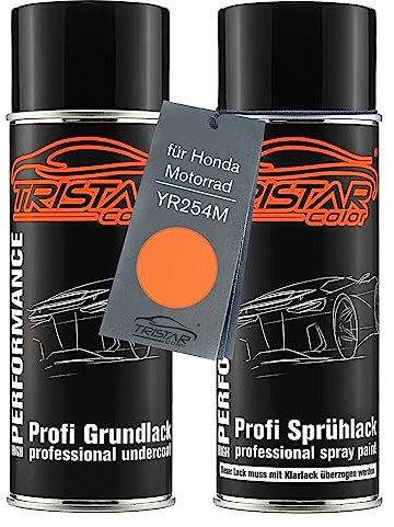 TRISTARcolor Peinture moto Kit bombes de peinture pour Honda Motorrad YR254M Bombay Orange Perl Peinture de fond peinture de base aérosol 400 ml