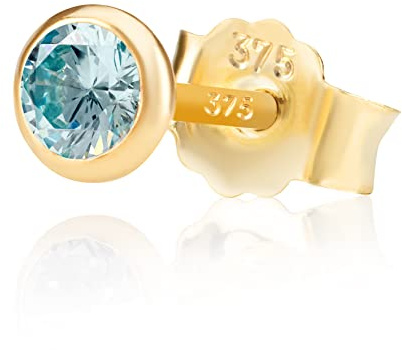 NKlaus Ohrstecker 375er Gelbgold, 9 Karat, Zirkonia, 4,0mm, einzeln 1 Stück | Butterfly-Verschluss