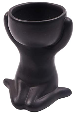 Tubayia Menschen Portrait Blumentopf Sukkulenten Kaktus Topf Pflanzer Fleischigen Blume Vase für Hause Hochzeit Büro Desktop (Schwarz 6X 6X 9,5 cm)
