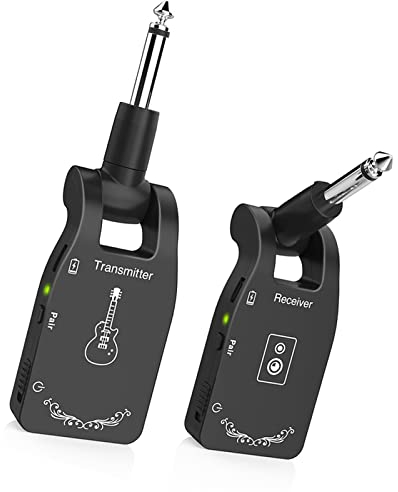 summina Wireless Guitar System 2.4G Rechargeable 6 Channels Audio Transmitter Receiver for Electric Guitar Bass