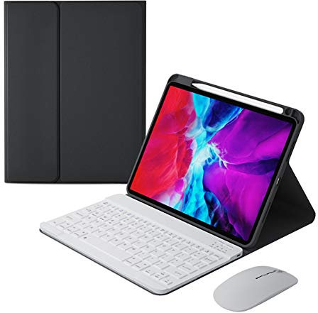 HAODEE Para IPad Air 4 10.9 pulgadas Funda con soporte para lápiz Bluetooth Mouse Teclado Case A2072 A2316 A2324 A2325 (color: BFHK ratón negro N, tamaño: Air 4 10.9 2020)
