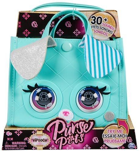Purse Pets Totes Tasche Hündchen VIPooch - interaktive Tiertasche mit 30+ Geräuschen, Reaktionen, Blinzeln und Musik, ab 4 Jahren