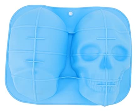 Skull Mold for Baking, Multifunctional Halloween Baking Molds Skull Cake Pan 3D Skull Silicone Chocolate Molds Large Skull Cake Mold Mousse Cake Mould for Birthday Party Decoration(Blue)