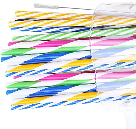 Lot de 24 pailles en plastique rigide multicolores en plastique pour pailles réutilisables en plastique 9 pouces