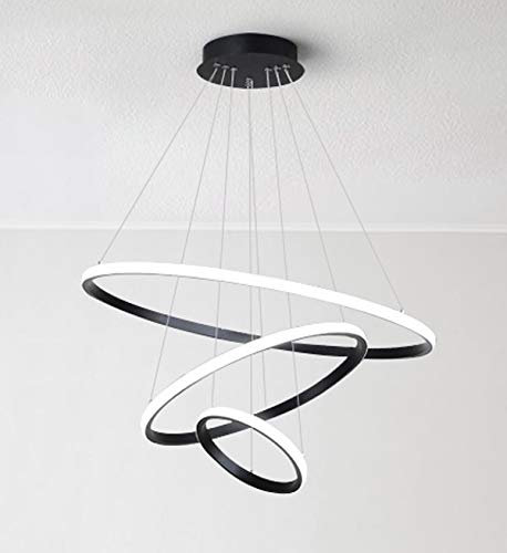 Eurotondisplay LED Pendelleuchte 3 Ringe 20 * 40 * 60cm mit Fernbedienung Lichtfarbe Helligkeit stufenlos einstellbar Dimmbar 120 Watt Höhenverstellbar LED Deckenlampe 120cm (HH-20 * 40 * 60)