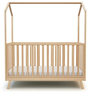 AT4 - Umwandelbares Baby-Kabinenbett aus Holz COMFORT Lackierte Buche 70 x 140 cm | Junior-Umbaubett | Verstellbarer Lattenrost in 3 Höhen | 100% massive Buche