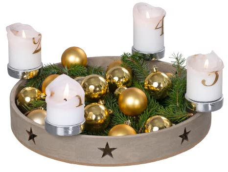 Edler Adventskranz Star aus FSC® zertifiziertem Holz Kerzenhalter Tischdeko Weihnachtsdeko 35 cm Durchmesser