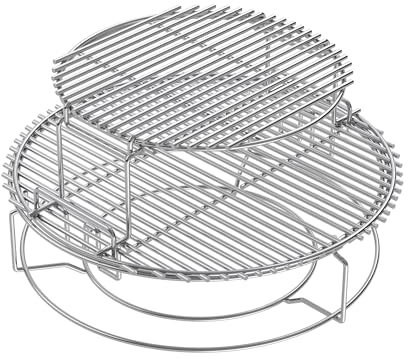 BBQ-PLUS Kit de remplacement pour grand œuf vert, acier inoxydable robuste à 3 niveaux et 5 pièces avec système de grille de cuisson amovible