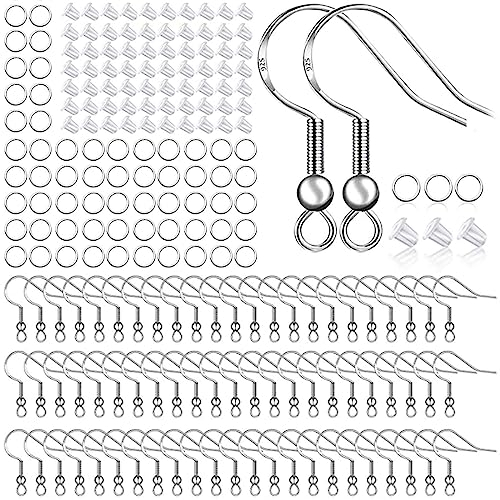 300 Pezzi Ganci Orecchini Argento Orecchini Ipoallergenic Ganci Orecchini Fai Da Te 100 Ganci E 100 Tappi Trasparenti Orecchini E 100 Anelli Aperti Per Fai Da Te Creazione Gioielli