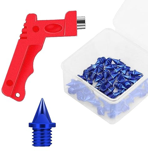 50 Stück Spikes aus Karbonstahl, 0.3 Zoll Robuster Stahl Spike Nägel mit Spike-Schraubenschlüssl für Leichtathletik, Weitspringen,Laufen,Wandern, Sprinten oder Langlauf
