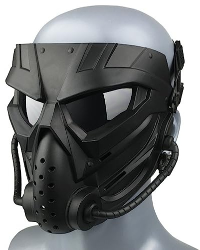 ACEXIER Cs Spiel Paintball Schädel Maske Combo Gesichtsmaske Für Airsoft Wasserbombe Paintball Schießen Jagdbrille Maske Vollgesicht (Black)