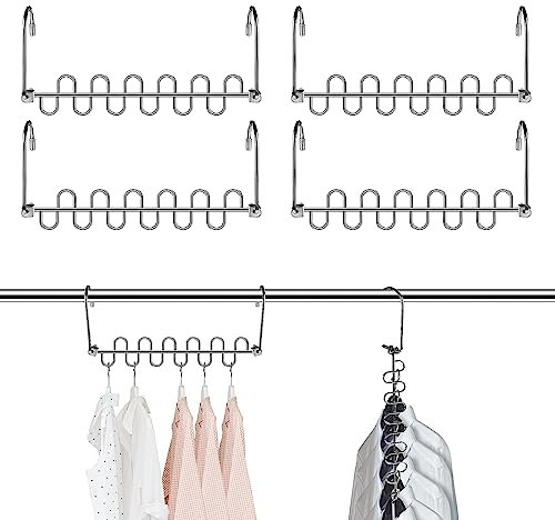 4 Stück Kleiderbügel Platzsparend, Metall Magische Kleiderbügel, Platzsparende Kleiderbügel, Platzsparende Metallbügel, Multifunktionaler Magischer Kleiderbügel, Garderobe Organizer Hakendesign