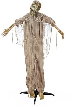 EUROPALMS Halloween Figur Mumie, animiert, 160cm | Animierte Figur mit Licht- und Soundeffekt (Batterie- & USB-Betrieb)