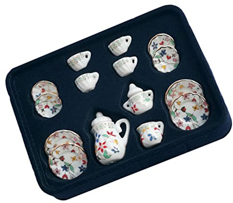 CIYODO 1 Juego Decoración De Juego De Té De Cerámica Carro De Te Taza De Té De Porcelana En Miniatura Juguete De Tetera De Cerámica Artículos En Miniatura Miniaturas Bebé Taza De Tetera