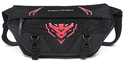 Diablo Hüfttasche Bauchtasche Gurttasche Bum Bag mit Reisverschluss 6 Taschen für Reise Handy Camping Wandern Fitness Verstellbarer Gurt Polyester Schwarz 33 cm x 7 cm x 18 cm (Schwarz)