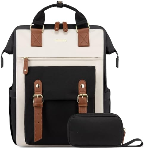 LOVEVOOK Sac a Dos Femme, Grand Sac à dos pour Ordinateur Portable 17 pouces avec Étui pour Câble de Données, Impermeable Sacs ados PC Sac a Dos Ordi Feminin Elegant pour Voyage Travail Noir