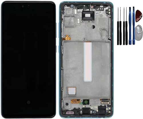 SPES Original Samsung Amoled Display Bildschirm Touchscreen für Samsung Galaxy A52 5G Rahmen Blau mit Werkzeug für einbau