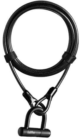 Guliffen Bike U Lock with Cable, 15 ft Security Cable with Loops,Heavy Duty Anti-Theft Chain and Lock for Motorcycles,Bike,Gates,Outdoor Furniture