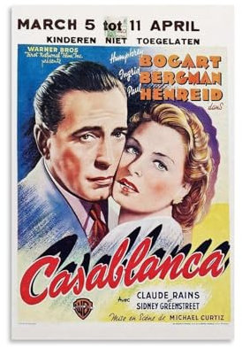 INEOUT Filmposter Casablanca (1942), dekoratives Gemälde, Leinwand, Wandposter und Kunstdruck, modernes Familienschlafzimmer-Dekor-Poster, 20 x 30 cm