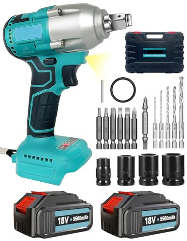 TEETOK Impact Wrench Brushless, Cordless Impact Wrench with 1/2 inch Driver 18V 420N.m Torque with 4 Sockets, 14mm 17mm 19mm 21mm, and Larger Battery 6000mAh Li-Ion Variable Speed for Car Wheel