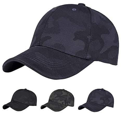 iMeshbean Basecap Herren Damen, Verstellbar Baseball Cap Schirmmütze Modische Camo Kappe Snapback Cap Sommer Mütze Casual Outdoor Hut für Sport Reise Freizeit (Blau)