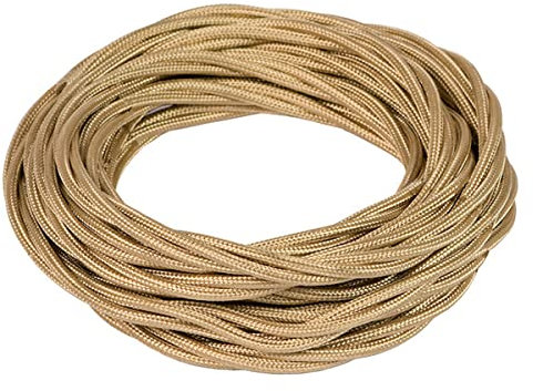 FANTON cavo elettrico tessile colore oro treccia seta 50mt 3G2,5 filo rivestito in tessuto vintage stile retrò per lampadari applique 93949-50