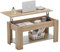 CLIPOP Höhenverstellbarer Couchtisch Platte Holz Kaffeetisch Wohnzimmertisch mit Offener und Versteckter Stauraum Ausziehbarer Beistelltisch Sofatisch,100 x 50 x (43-55) cm (Holzfarbe)