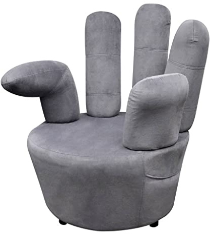 CKioict Lesesessel Cocktailsessel Moderner Polstersessel Stuhl in Handform Grau SamtGeeignet für Büro, Schlafzimmer, Arbeitszimmer