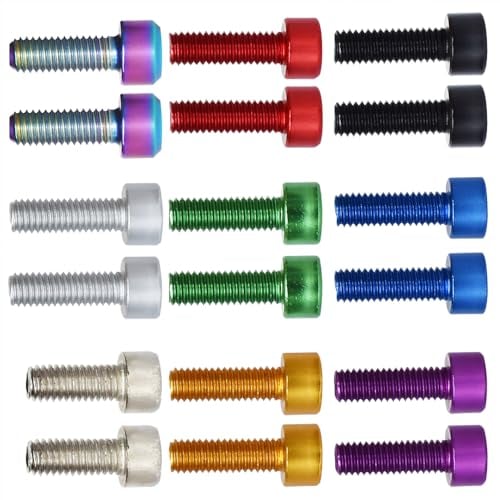 Yuauy 2 sets for each 9 Colors Bike Bottle Cage Screw Water Bottle Cage Hex Bolts Holder Socket Rack Kettle Aluminum Alloy Titanium alloy M5x12/14/15mm Road Bike Mountain Bicycle (Total 18 pcs)