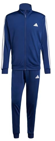 adidas Herren SPORTSWEAR BASIC 3 STRIPES TRICOT TRACKSUIT, Dark Blue, L Short