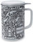 YumKubis Teetasse mit Teesieb und Deckel, 400 ml, Tee-Ei, lose Blätter, Teetasse mit Sieb, Porzellan-Tee-Ei, Teetassen für Mikrowelle und Spülmaschine, Happy White