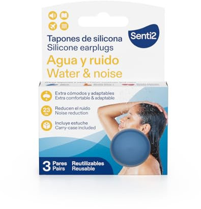 Senti2 Tapones de Silicona Moldeable Extra cómodos y adaptables - 6 unidades (3 pares)